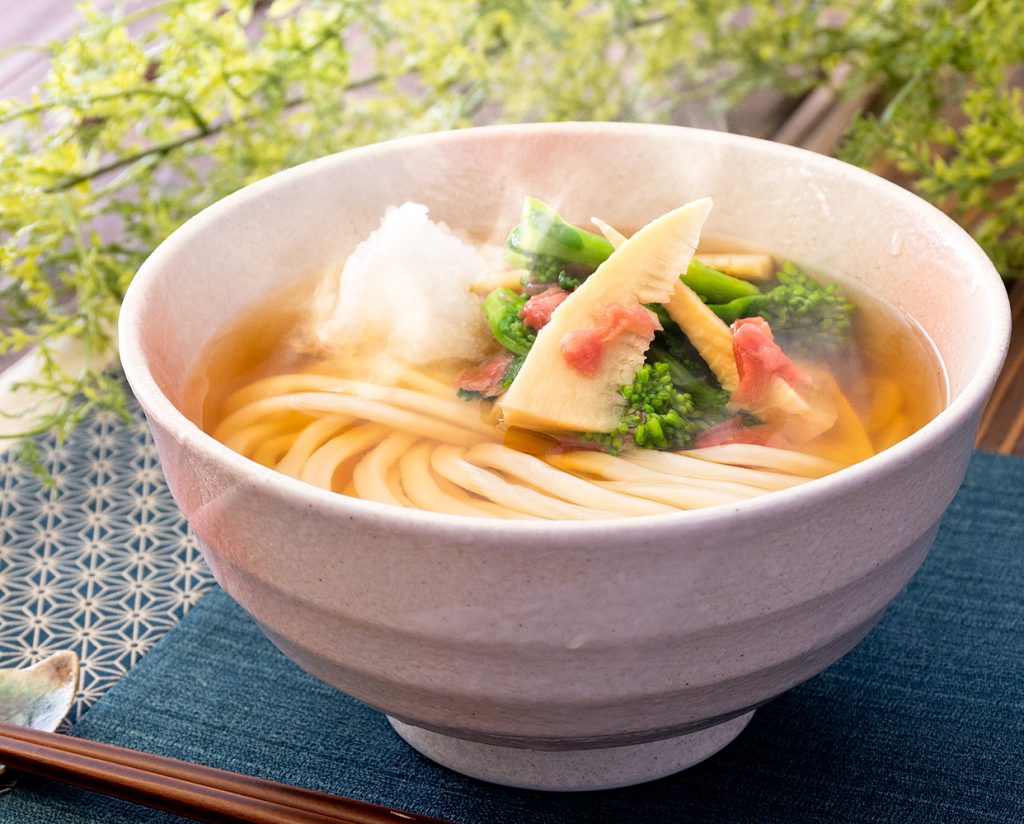 春野菜の梅おろしうどん うどんレシピ さぬきうどんの亀城庵