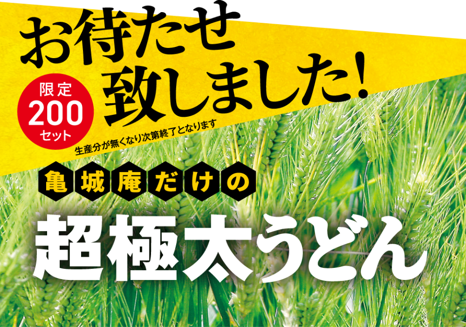 限定200セット!お待たせ致しました!亀城庵だけの超極太うどん